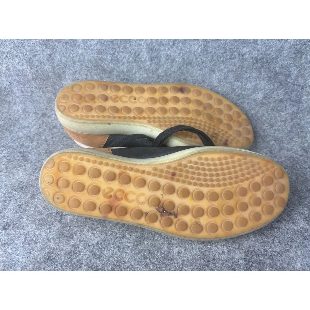 Ecco Soft 7 Sneakers Womens 38 Black Tan Leather Low Top Lace Up Shoes